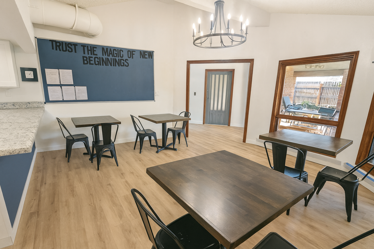 Dining  Room at Renew & Rise sober living facility